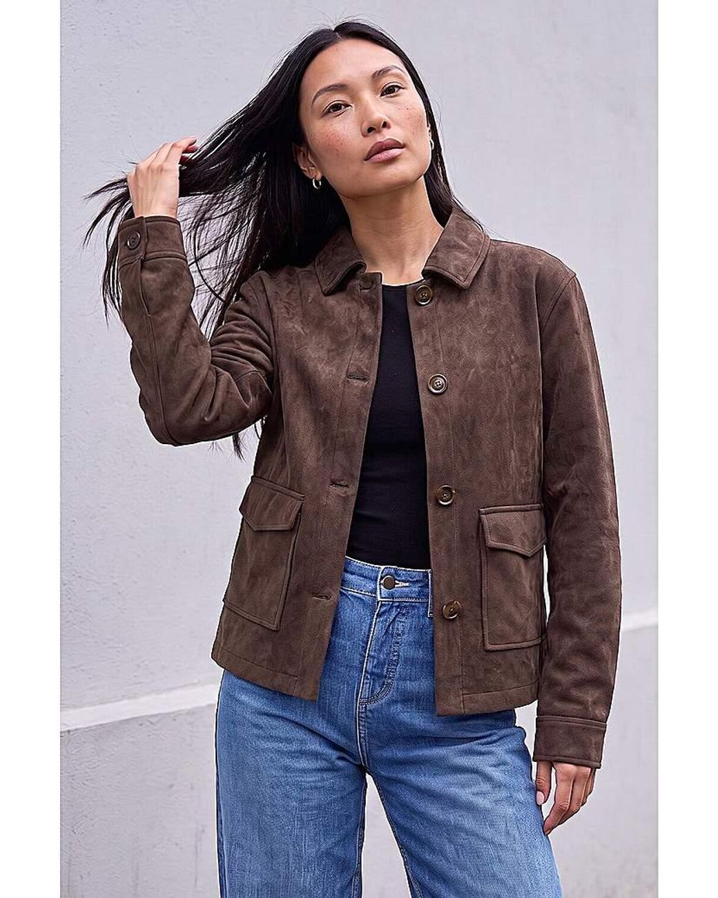 Roman Blue Roman Faux Suede Pocket Jacket