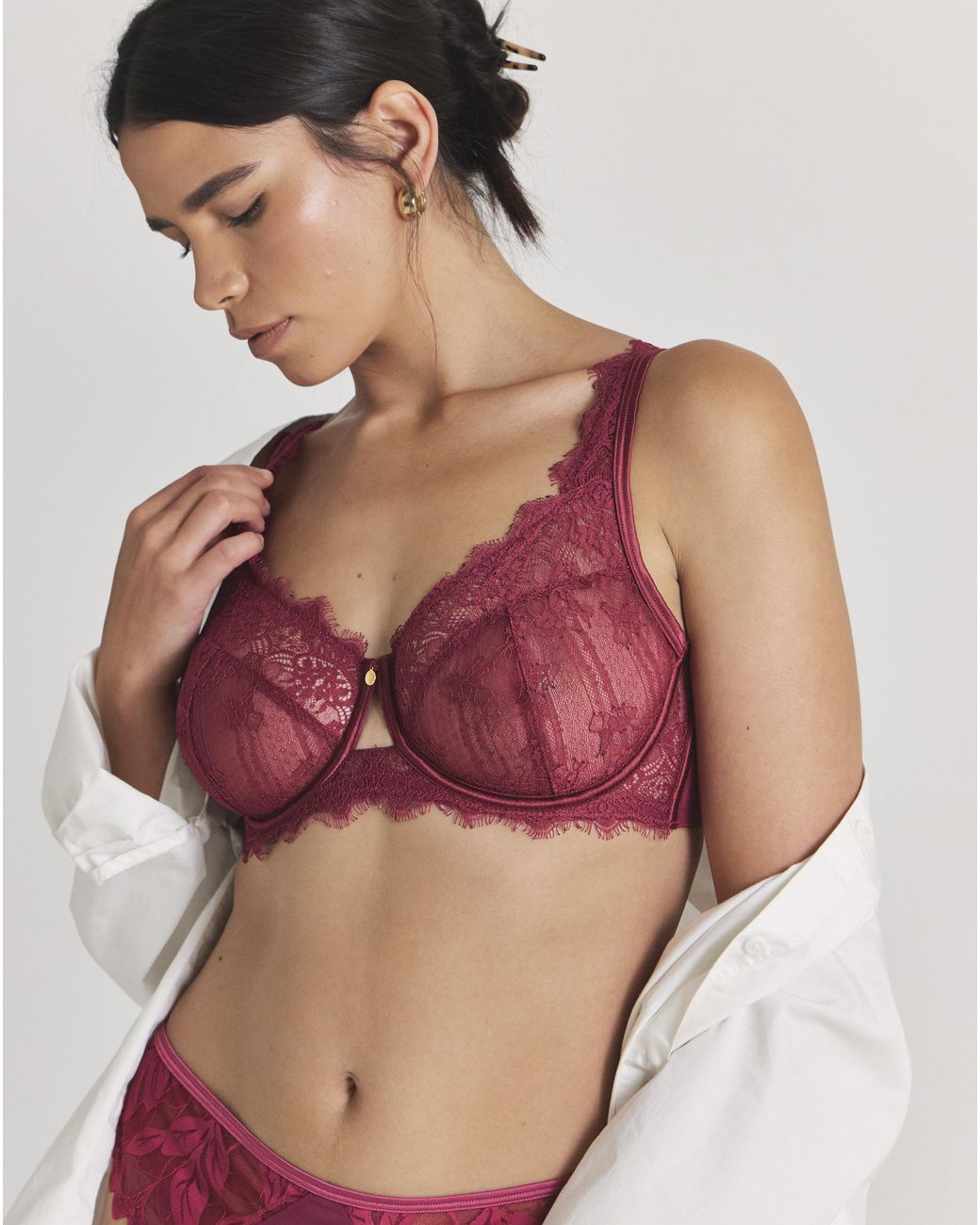 Pretty Secrets Brown Lace Full Cup Bra