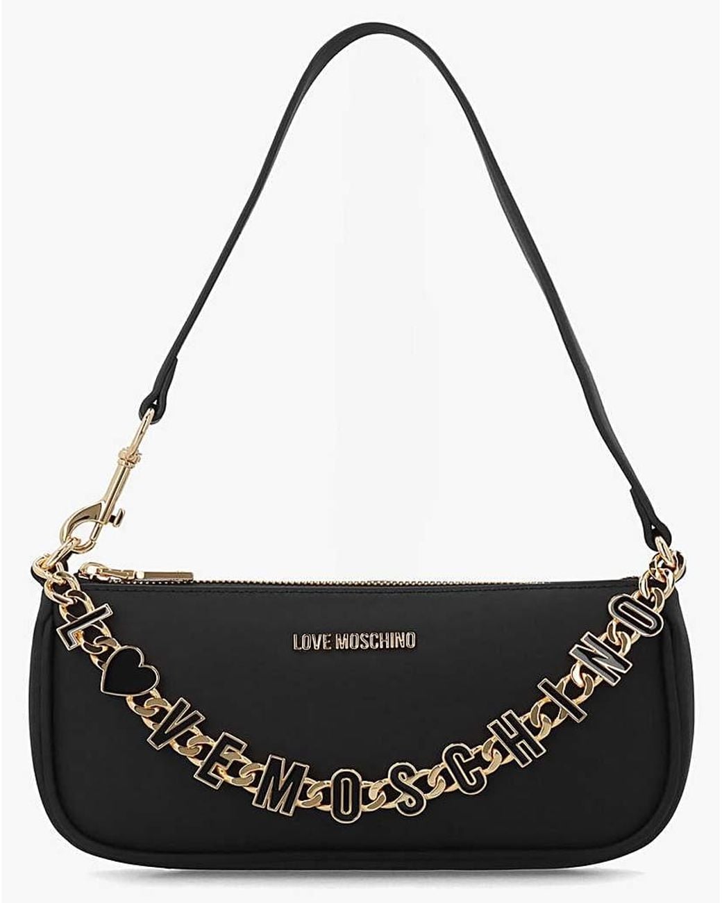 Love Moschino Black Dangling Logo Shoulder Bag