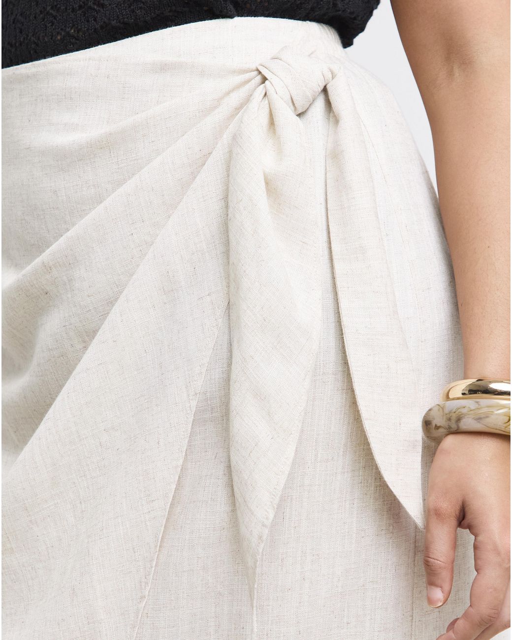 Simply Be White Linen Wrap Midaxi Skirt