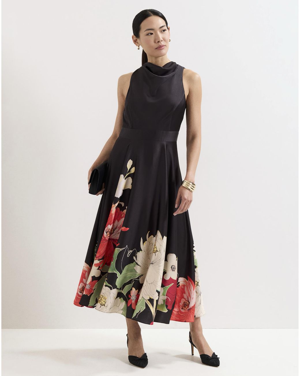 Phase Eight White Cheryl Satin Midi Dress