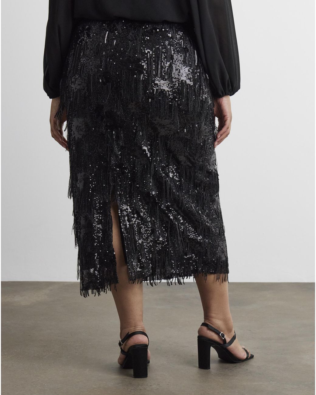 Joanna Hope Black Tassle Midi Skirt