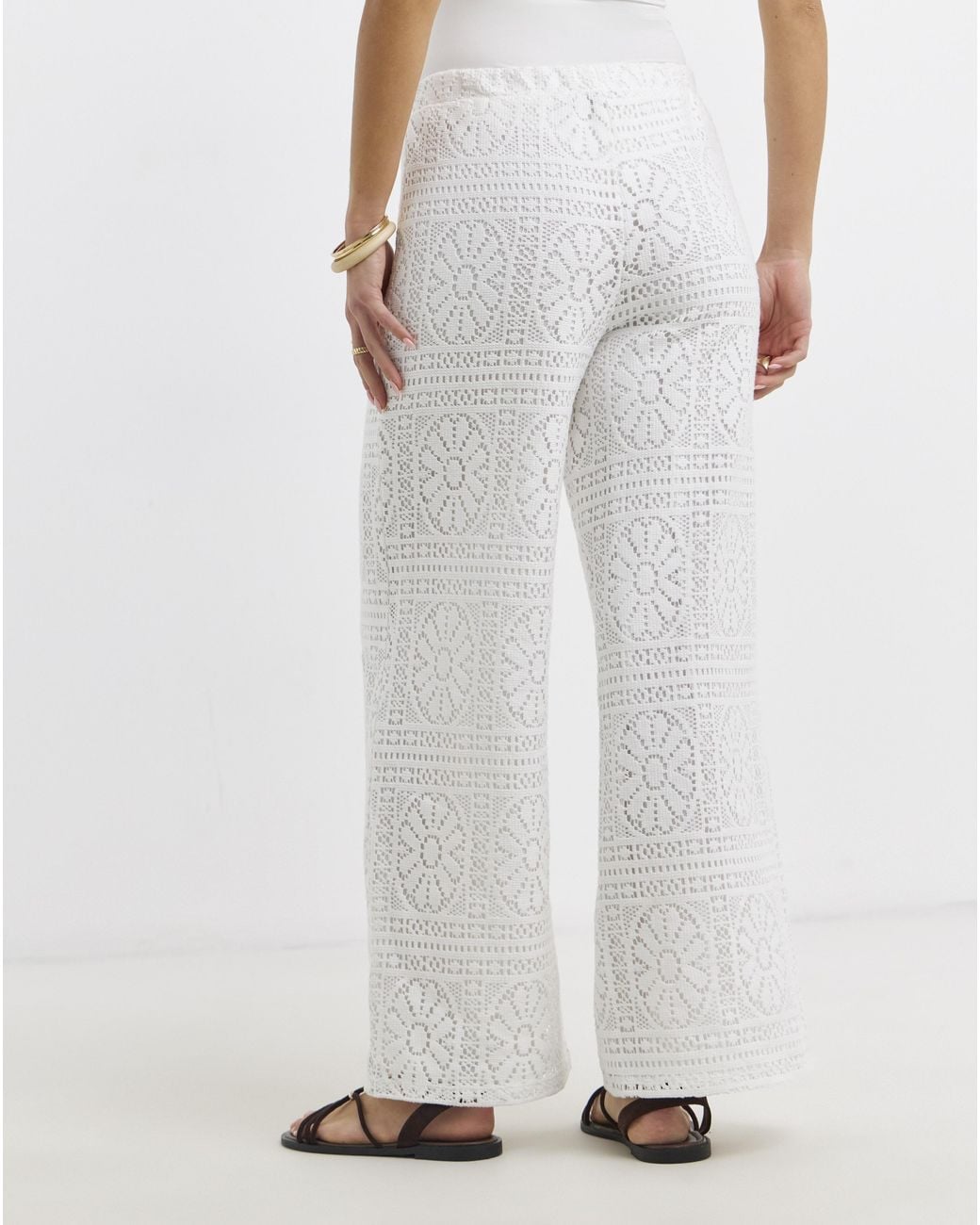 Pieces White Bonnie High Waist Jersey Trousers