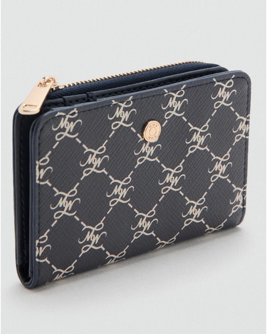 Mango Black Medium Wallet With Logo Print