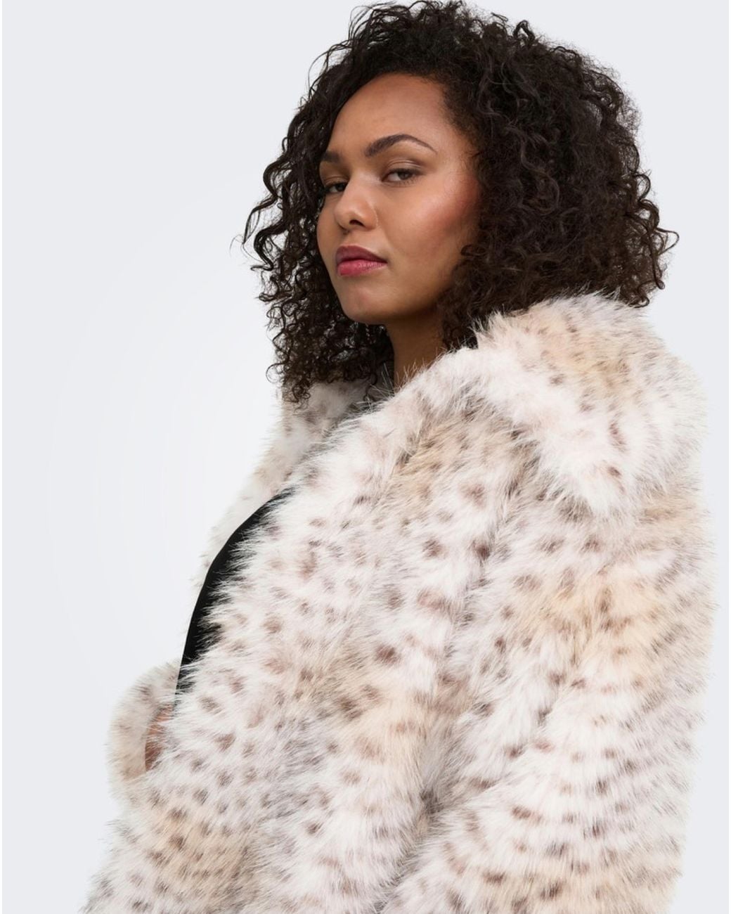 ONLY Natural Animal Print Faux Fur Jacket
