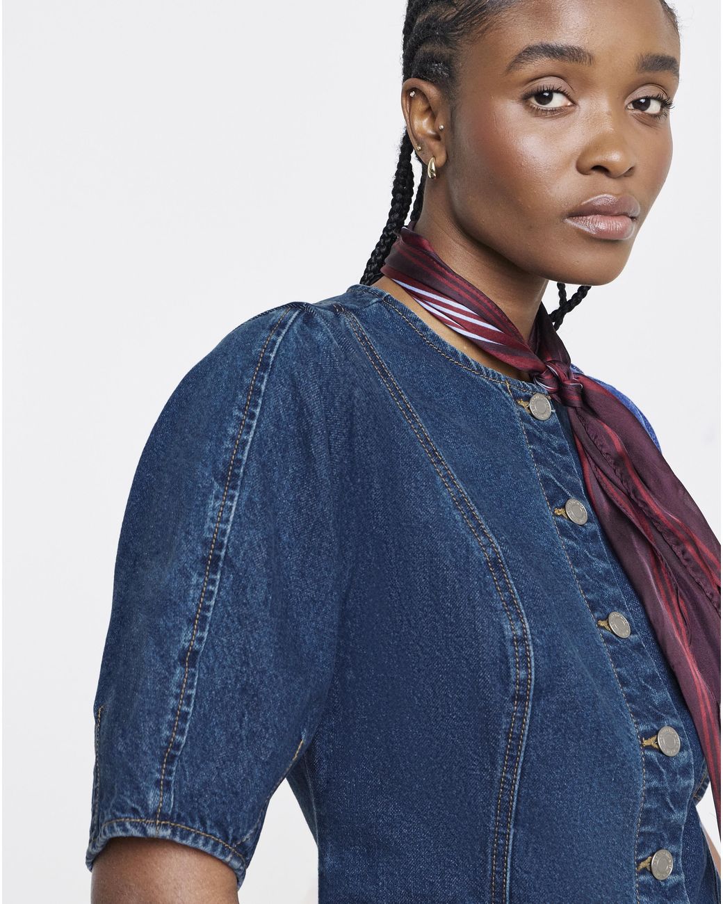 Simply Be Blue Button Through Denim Blouse