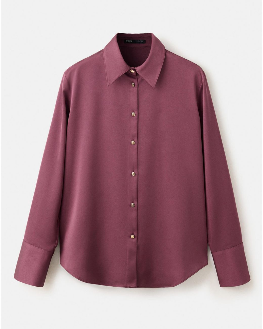 Mango Blue Regular-Fit Satin Shirt