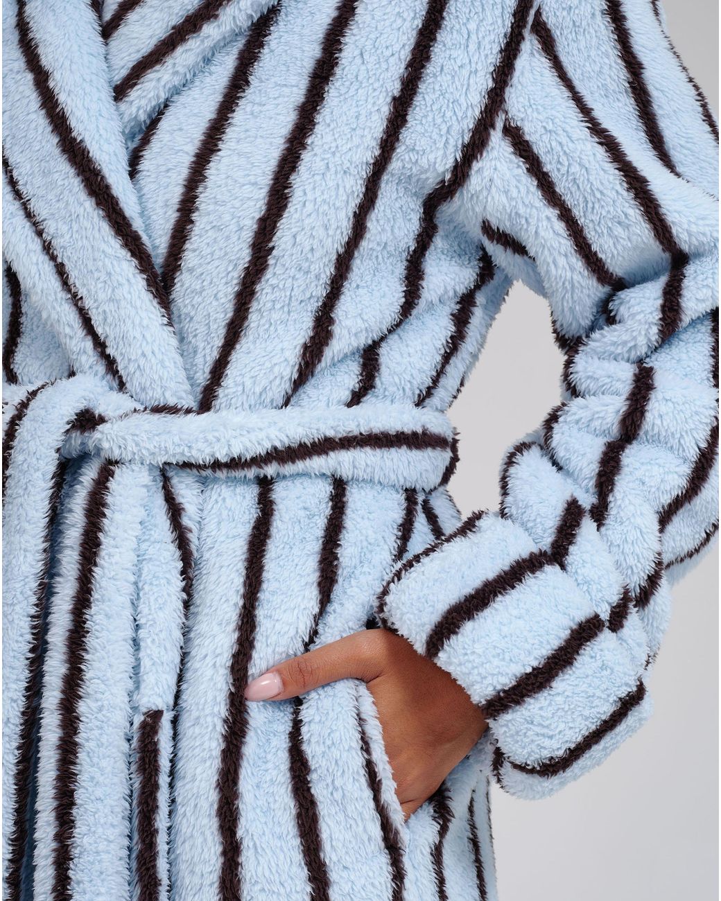 Loungeable Blue Pinstripe Midi Dressing Gown