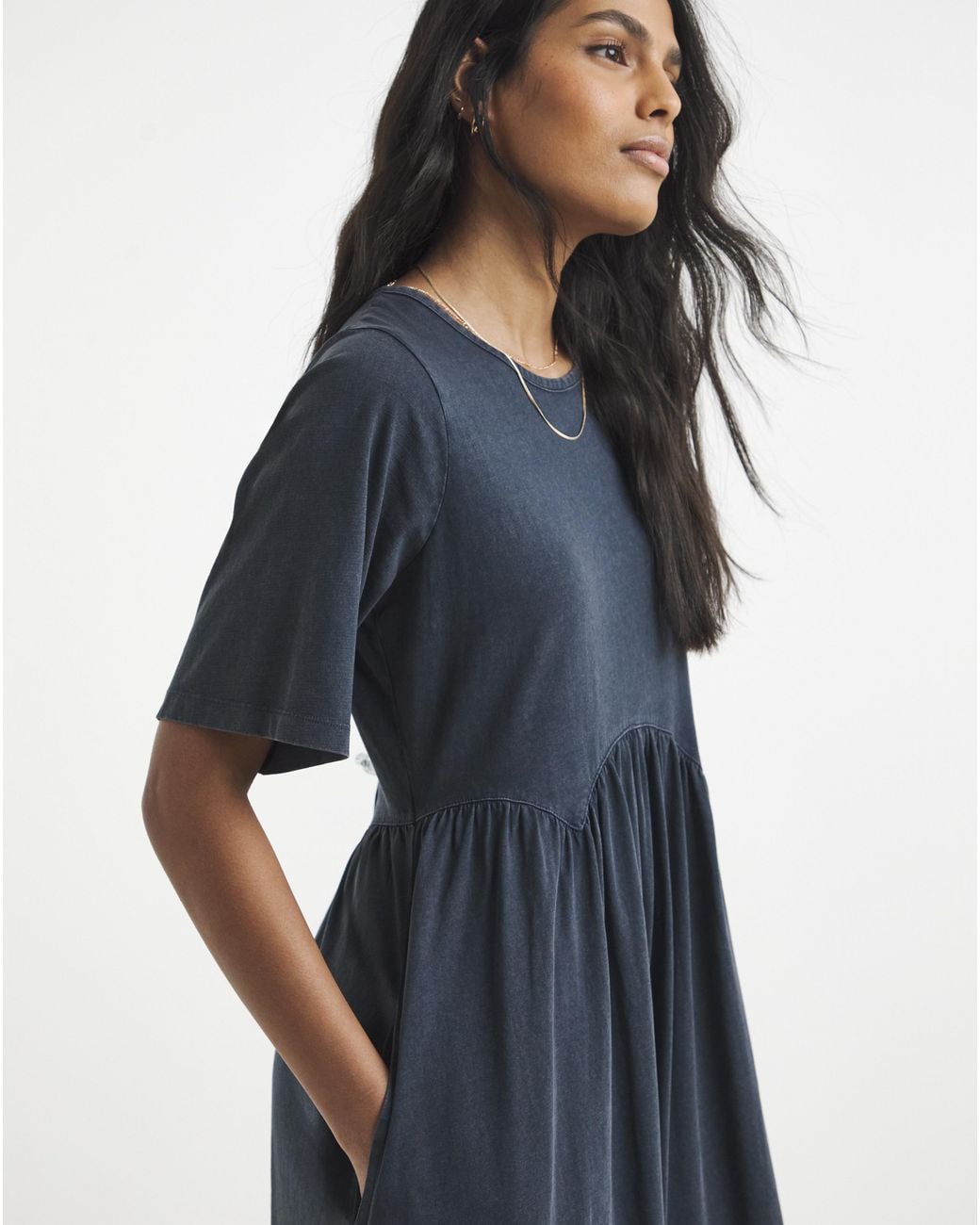 Simply Be Blue Acid Wash Boxy Sleeve Midi Dress