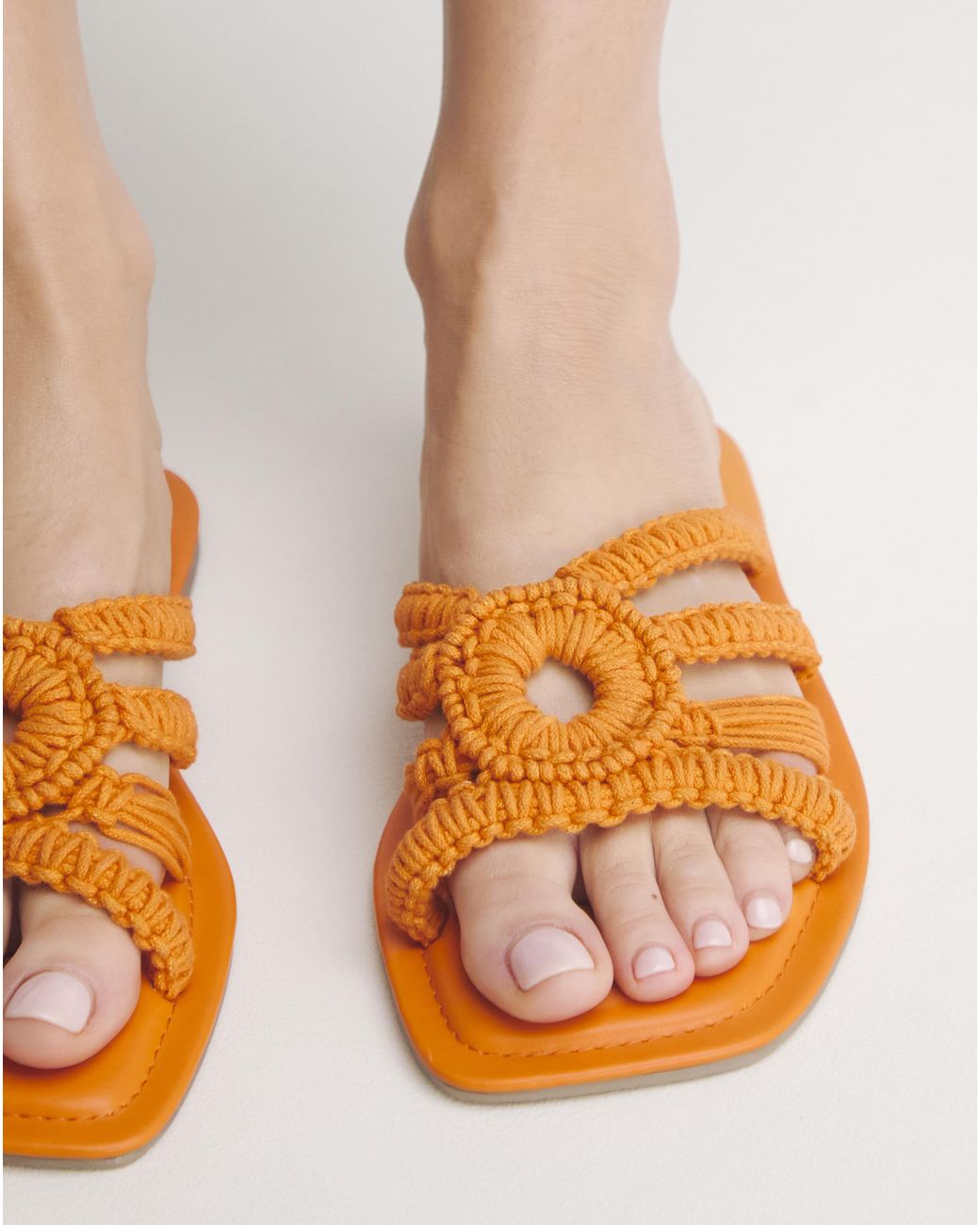 Simply Be Natural Macrame Woven Mule Flat Sandal Ex Wide