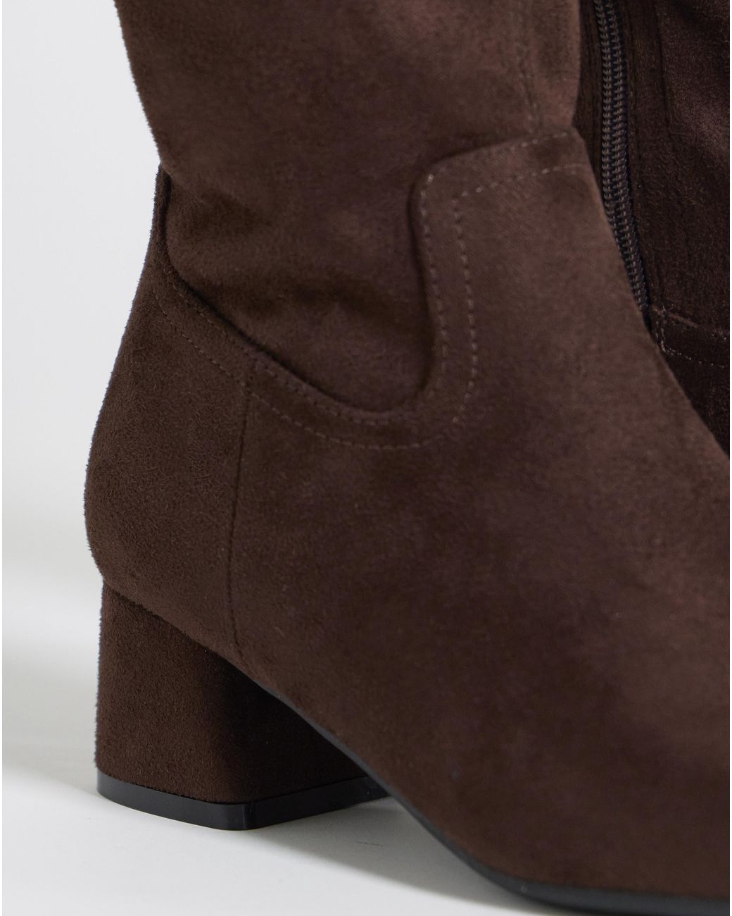 JD Williams Brown Block Heel Stretch Knee Boot E Fit Std