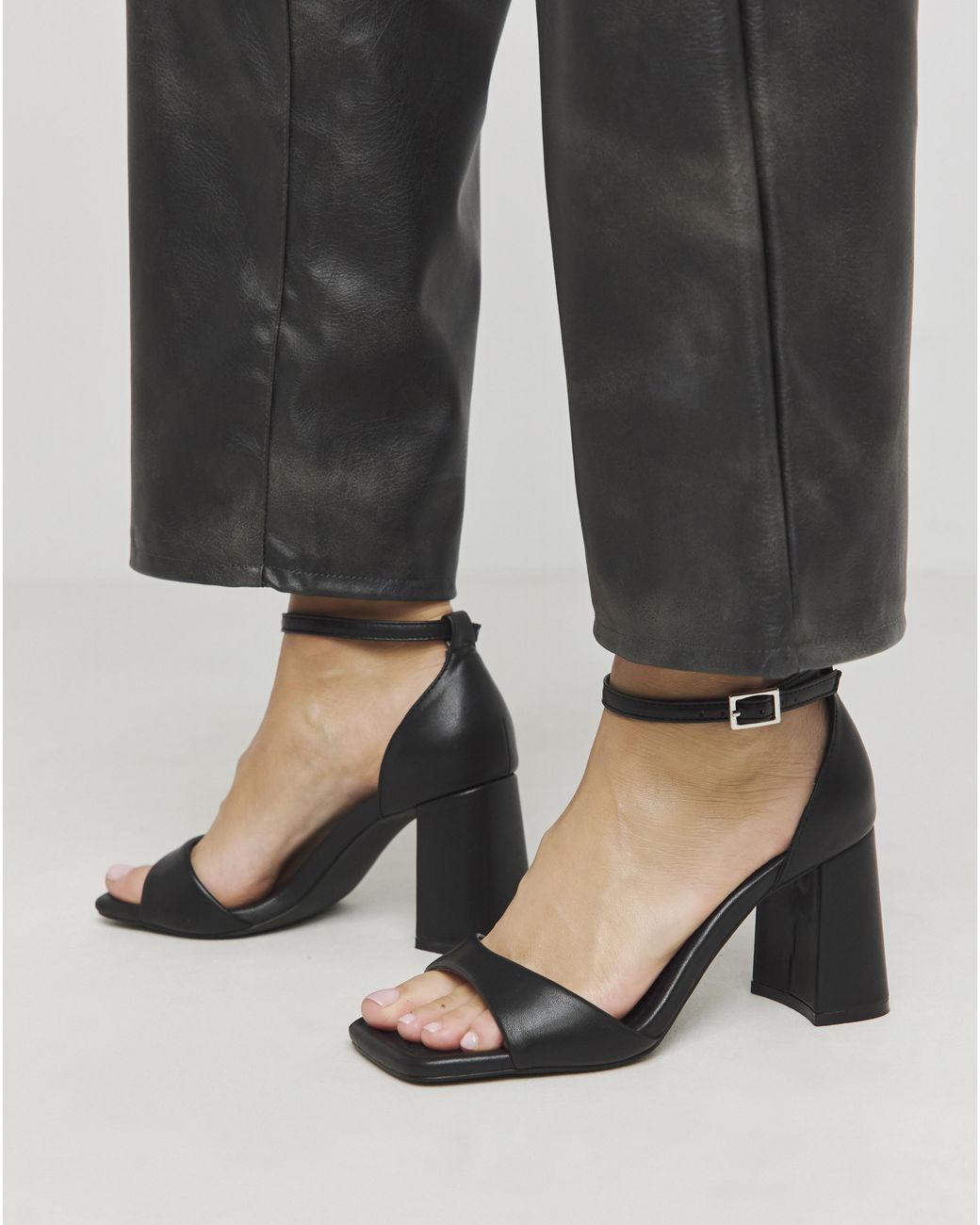 Simply Be Black Barely There Block Heel Sandals Ex Wide