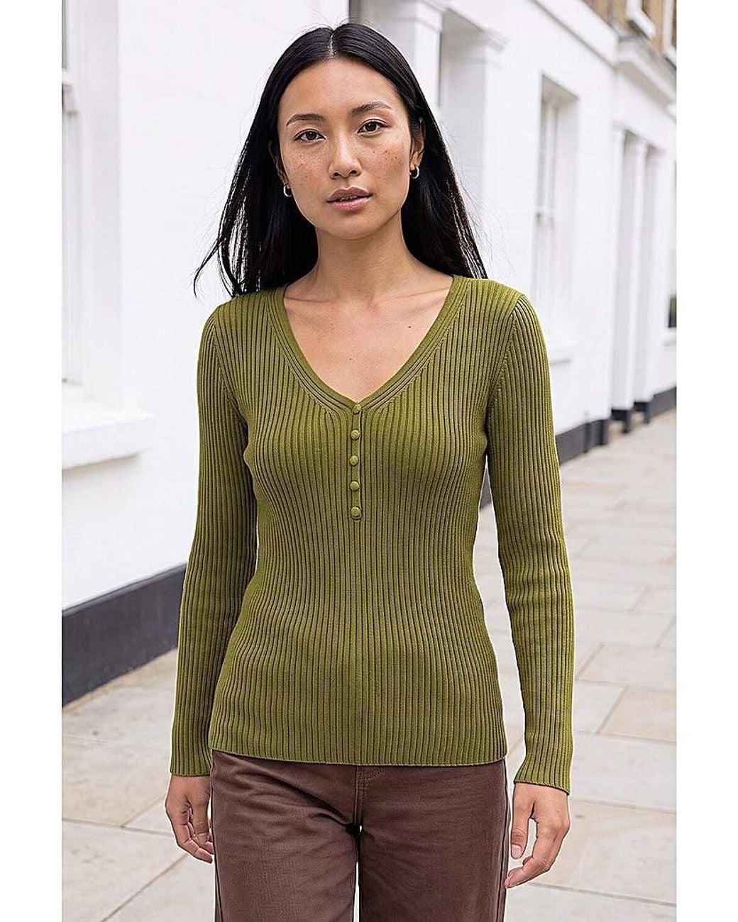 Roman Green Roman Button Rib Knit Jumper