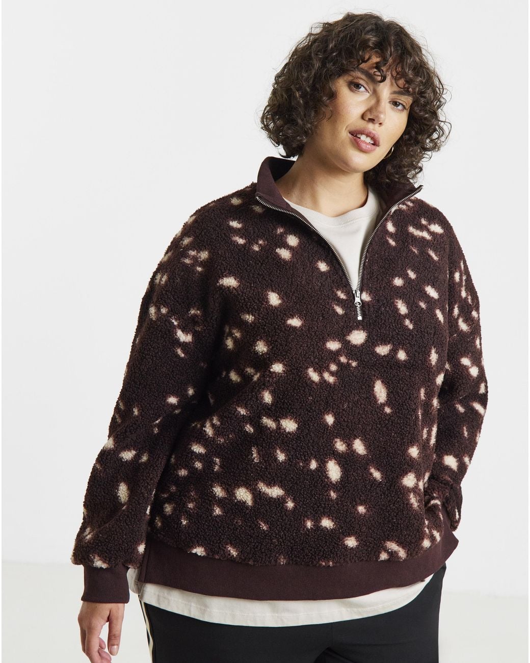 Simply Be Multicolor Half Zip Borg
