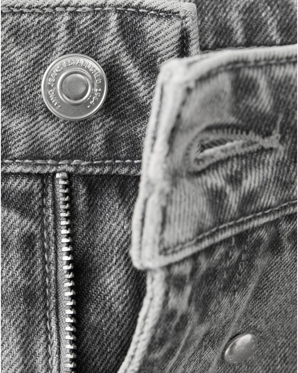 Mango Gray Regular Waist Studded Jeans