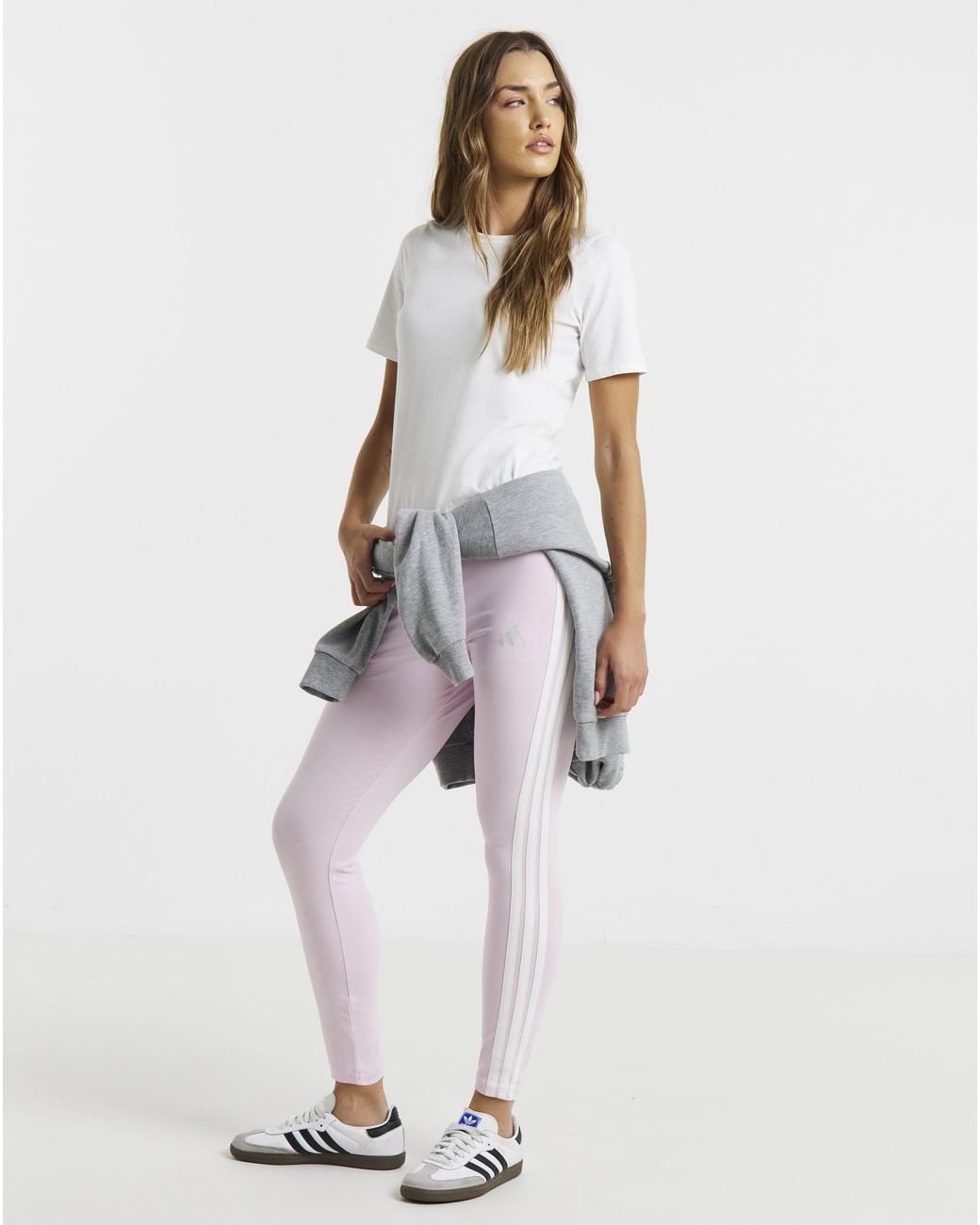 Adidas White Essentials 3 Stripes Leggings