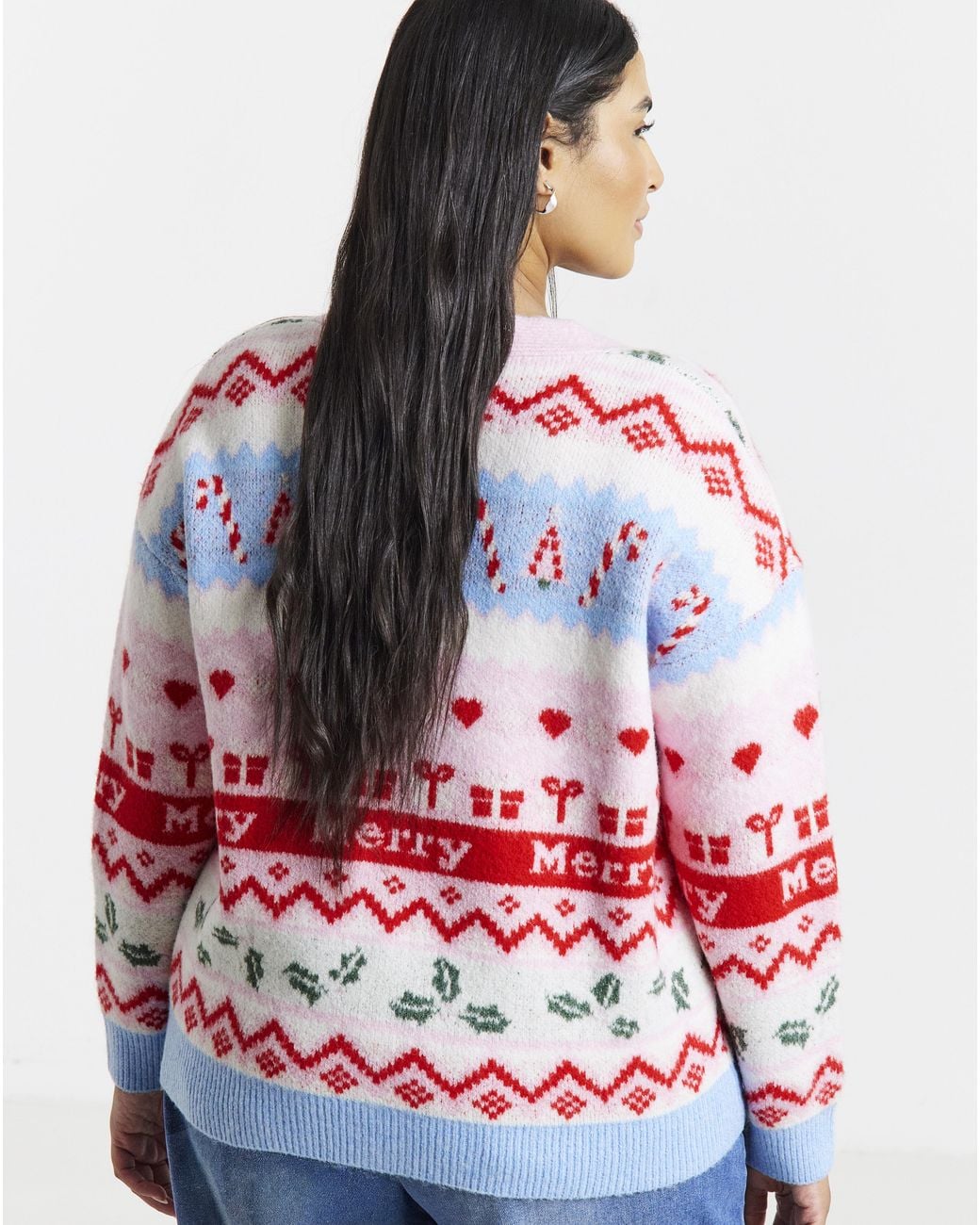 Simply Be Red Christmas Fair Isle Cardigan