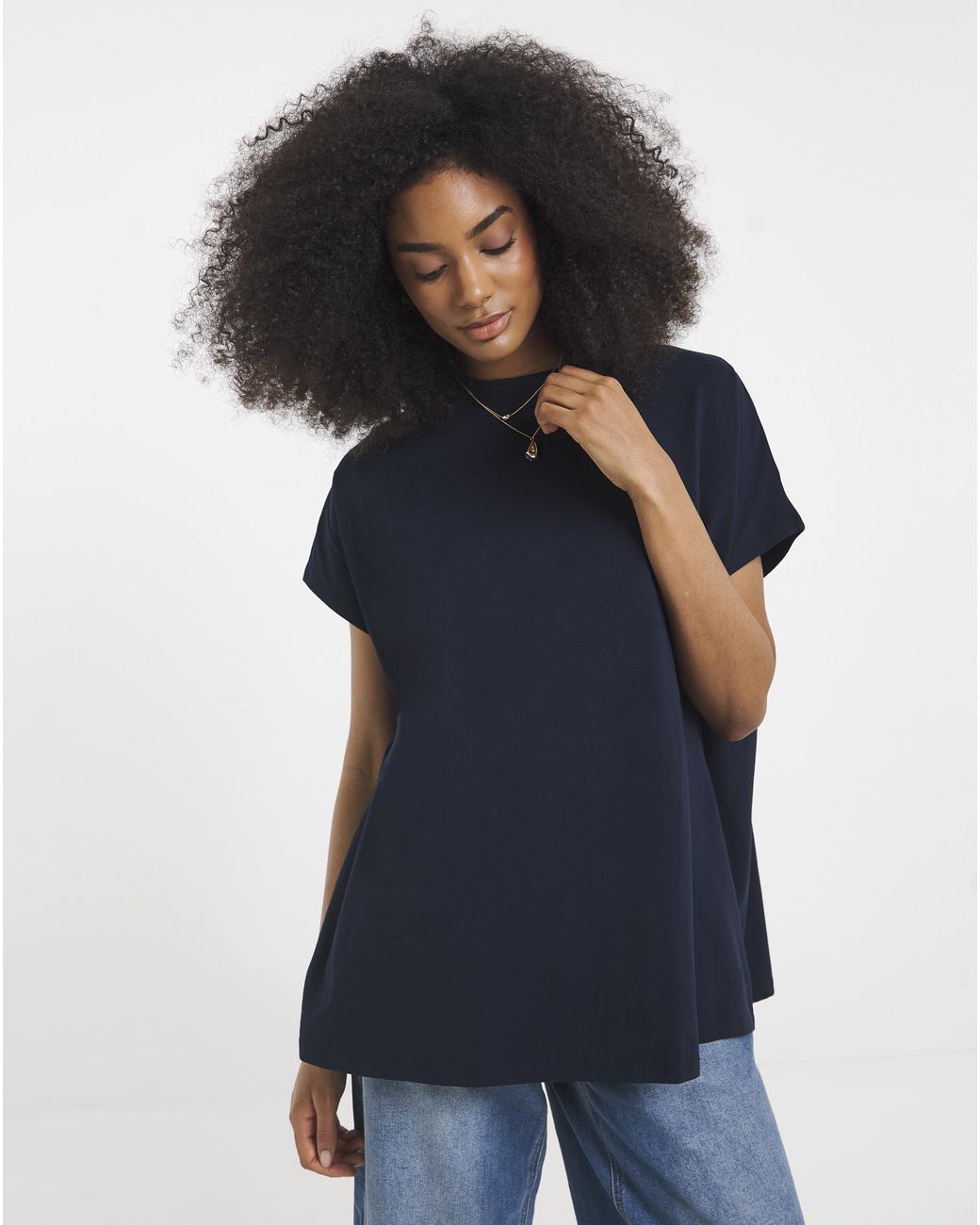 Simply Be Blue Slouchy Dip Back T-Shirt