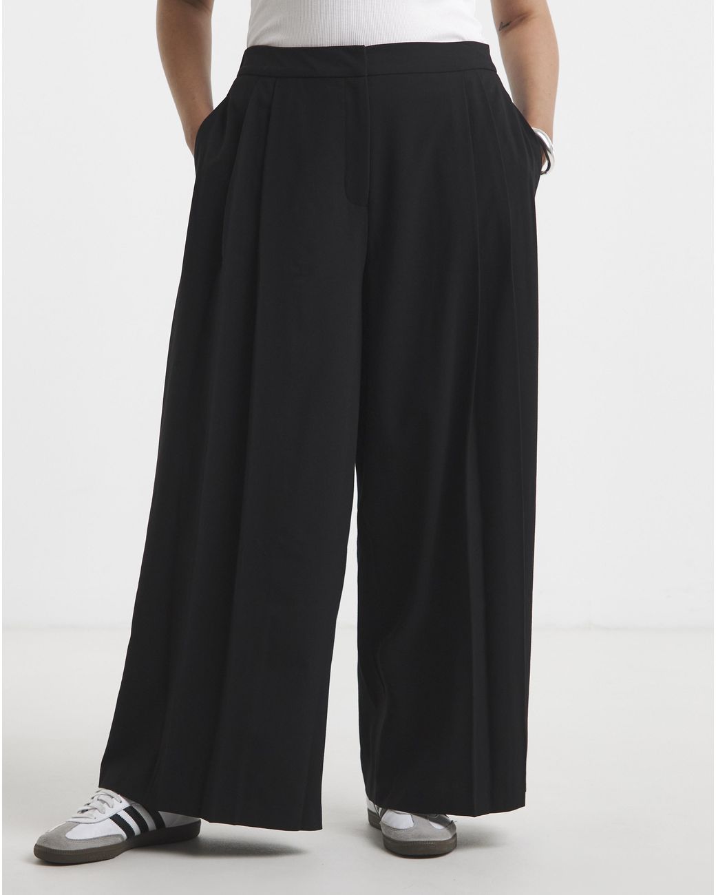 Simply Be Black Magisculpt Wide Leg Reg Trousers