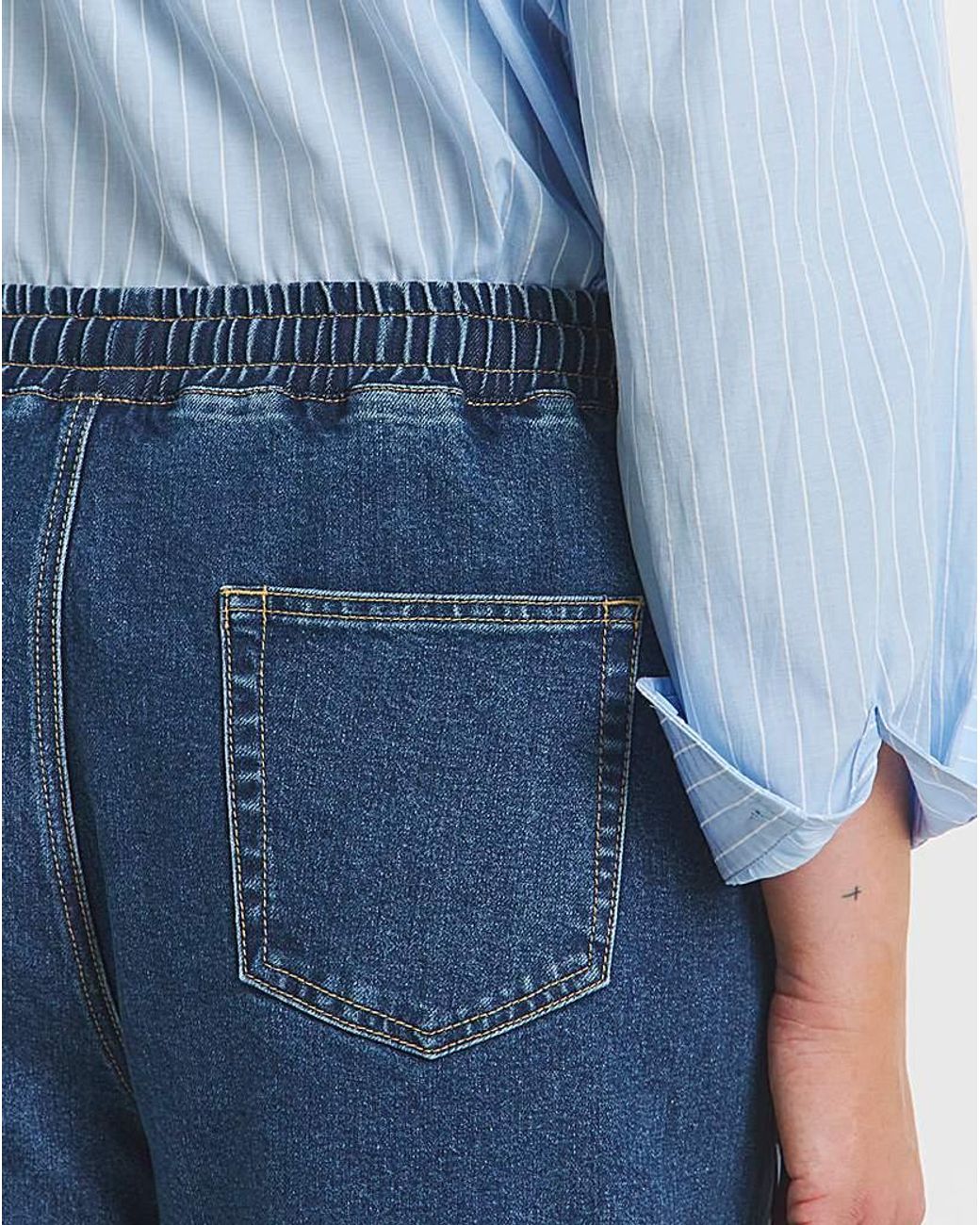 Simply Be Blue Tie Waist Jogger Jeans