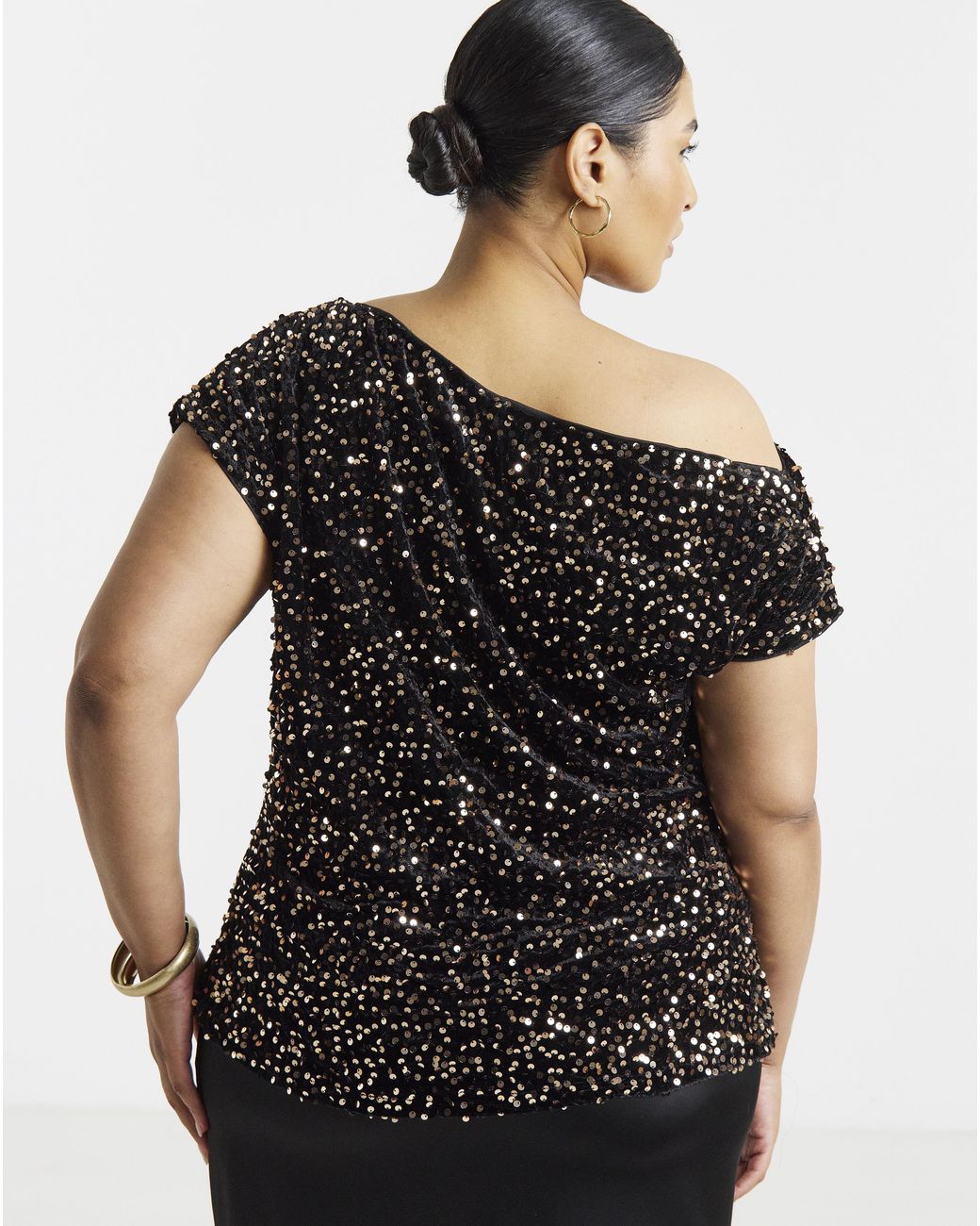Simply Be Black Velvet Off The Shoulder Top
