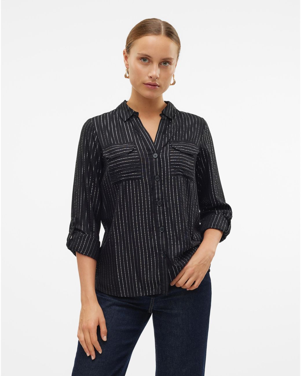 Vero Moda Blue Bumpy Glitter Shirt