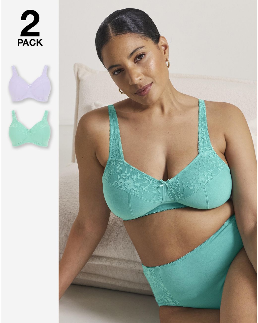 Pretty Secrets Blue 2 Pack New Sarah Full Cup Non Wired Bras