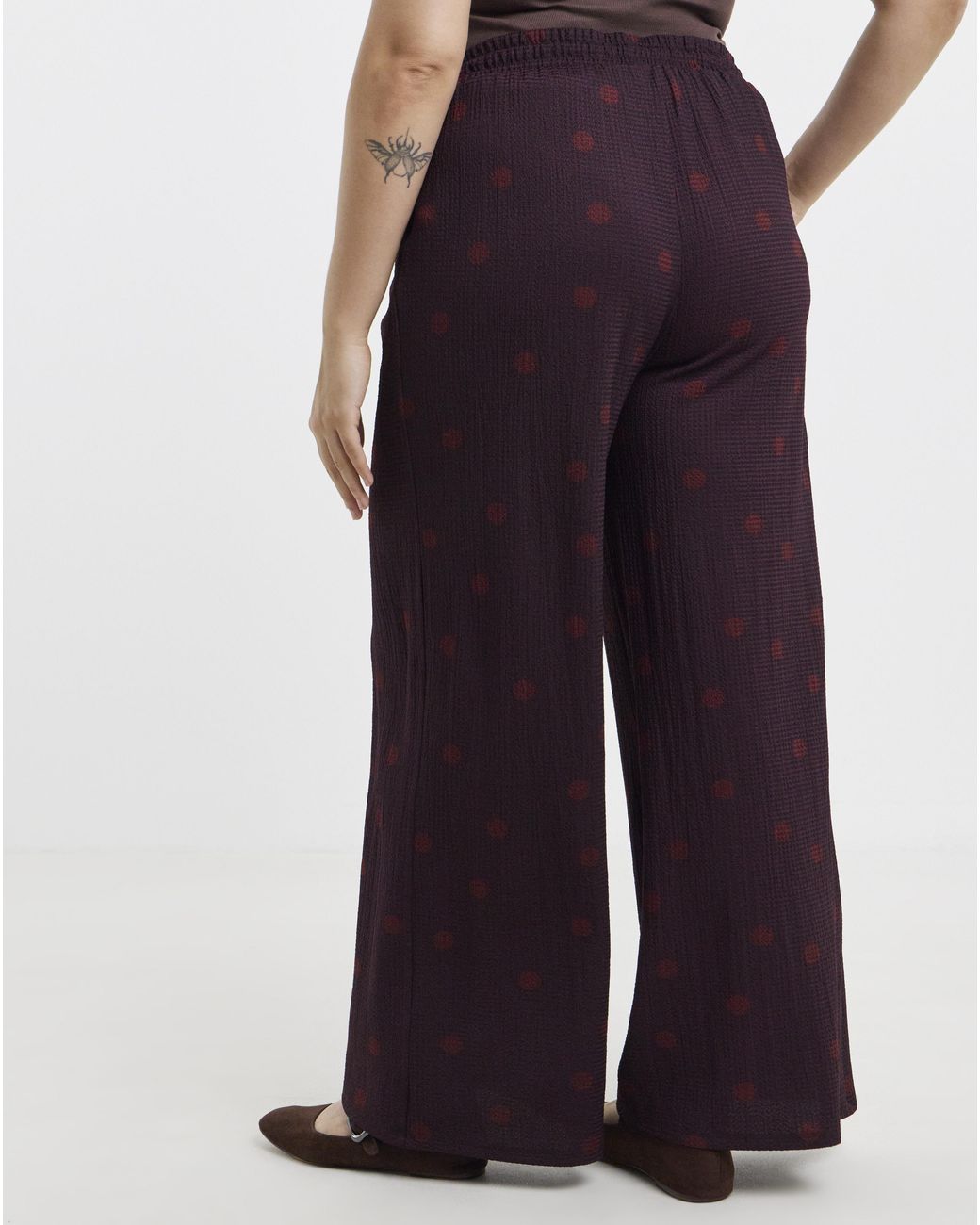 Simply Be White Spot Textured Waffle Trouser