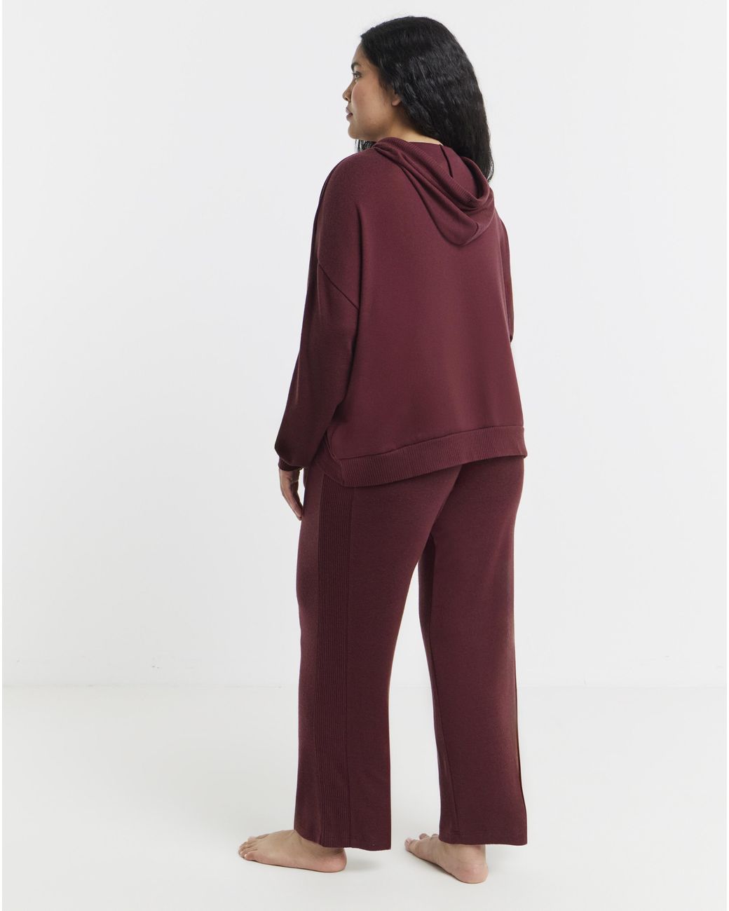 Figleaves Red Ribbed Soft Hooded Lounge Set