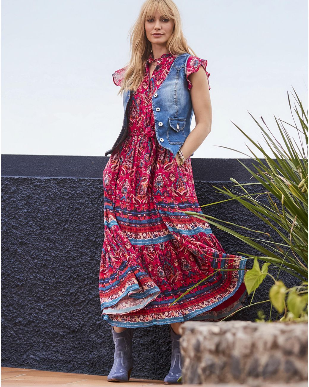 Joe Browns Red Jb California Sunsets Maxi Dress Petite