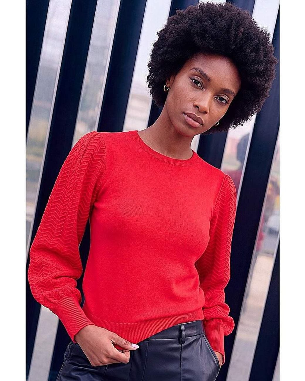 Roman Red Roman Stitch Sleeve Knit Jumper