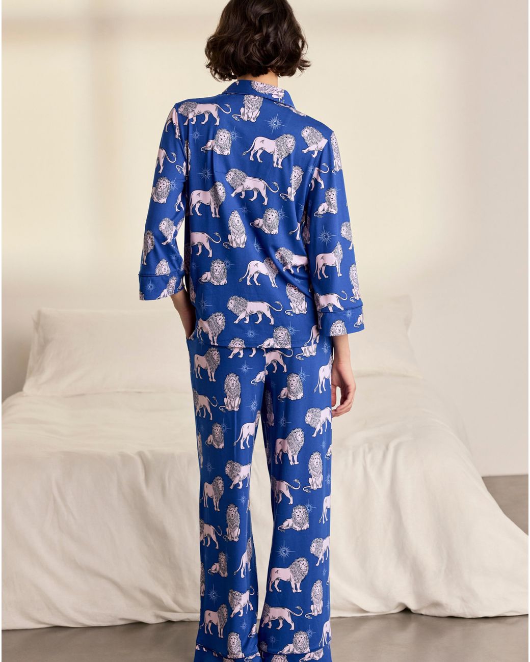 Chelsea Peers Blue Long Button Up Set