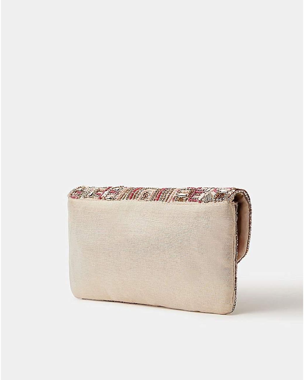 Accessorize White Bead Embellished Clutch Bag