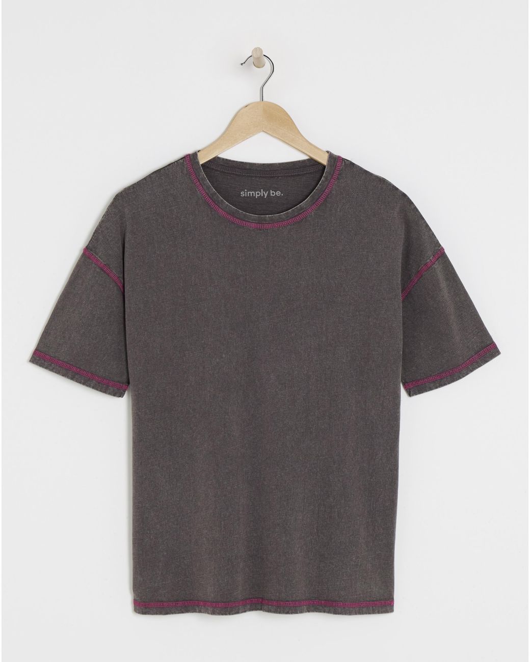 Simply Be Gray Contrast Flatlock Top