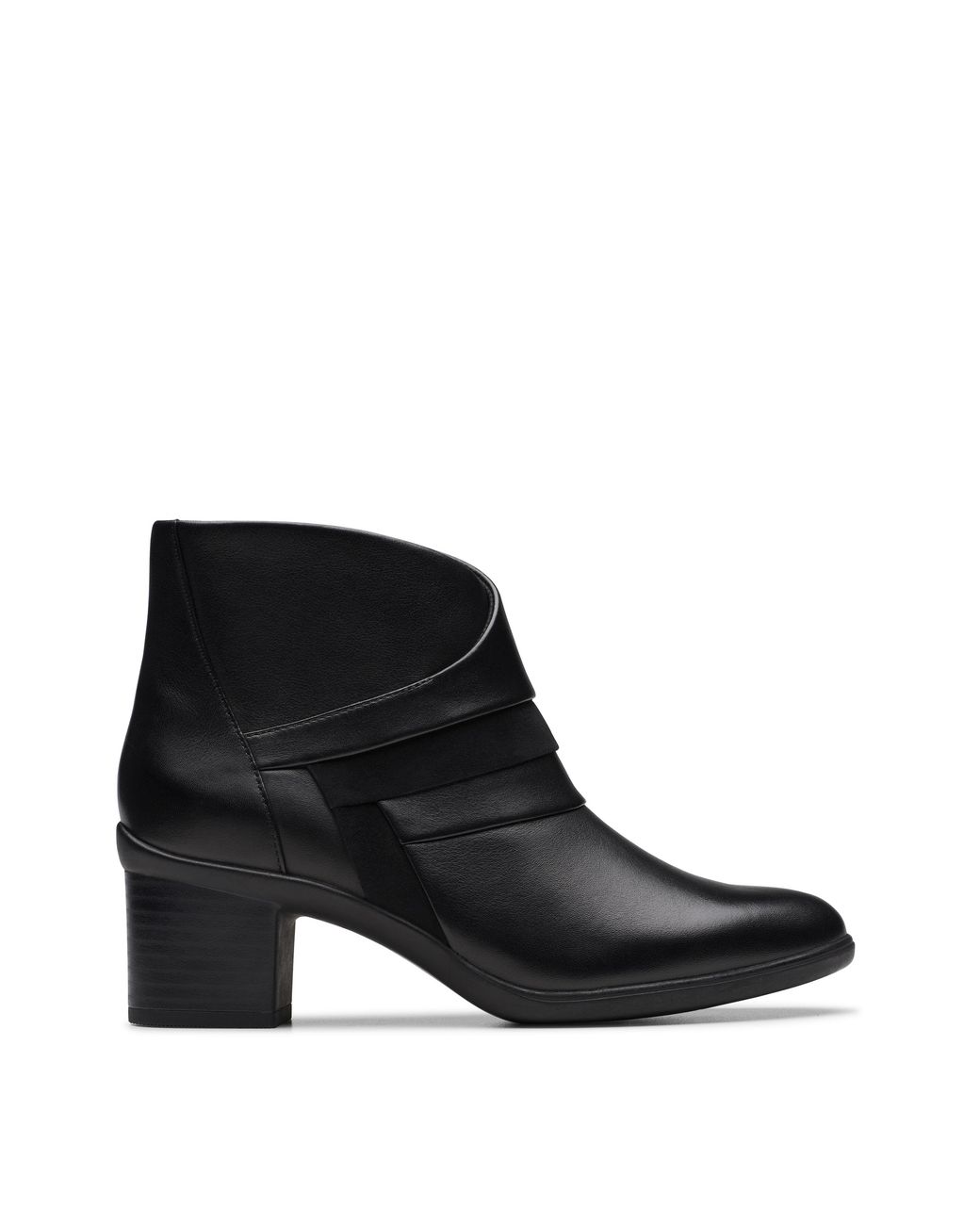 Clarks Black Heeled Ankle Boot Wide