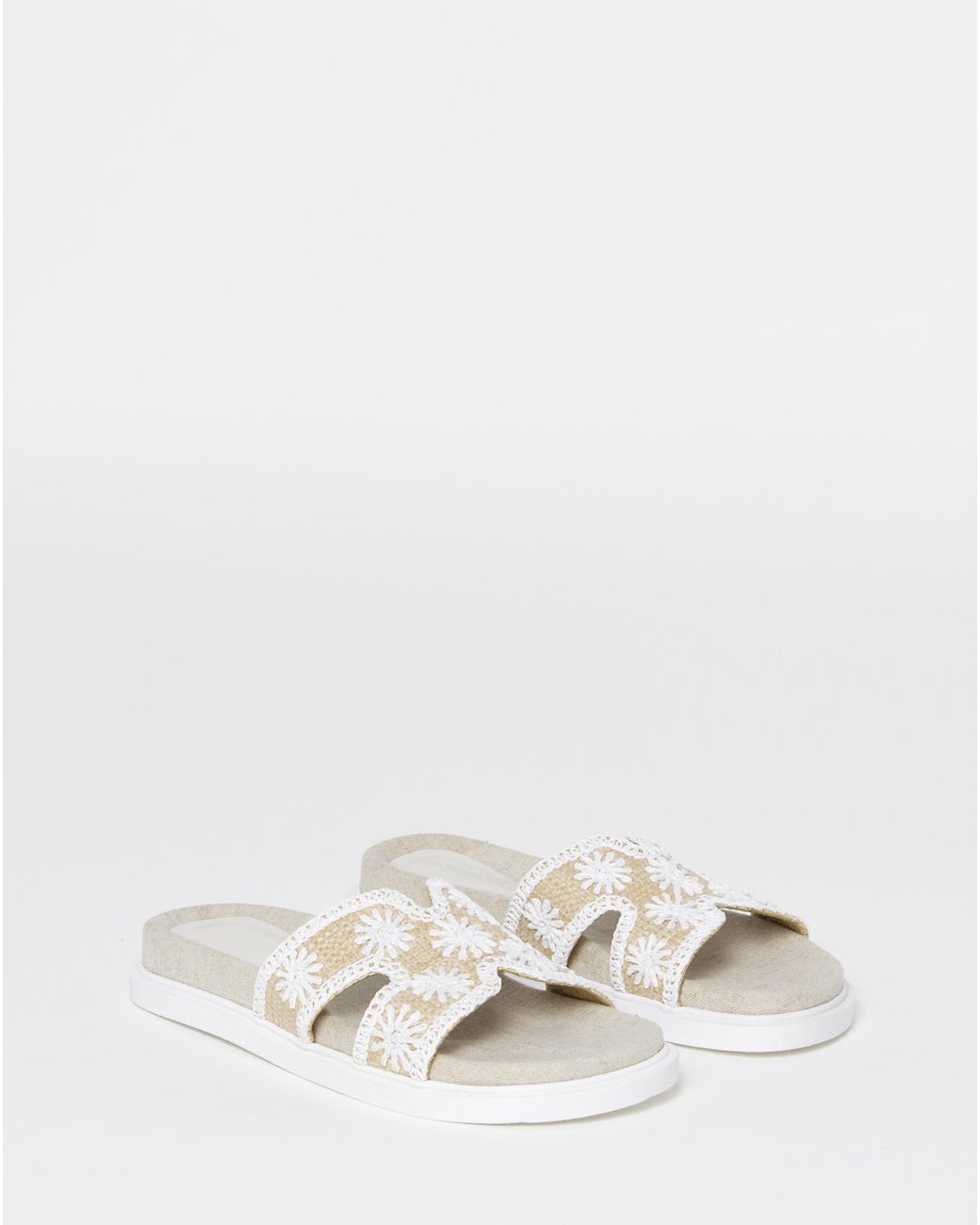 Simply Be Natural Embroidered Woven Sandals Extra Wide