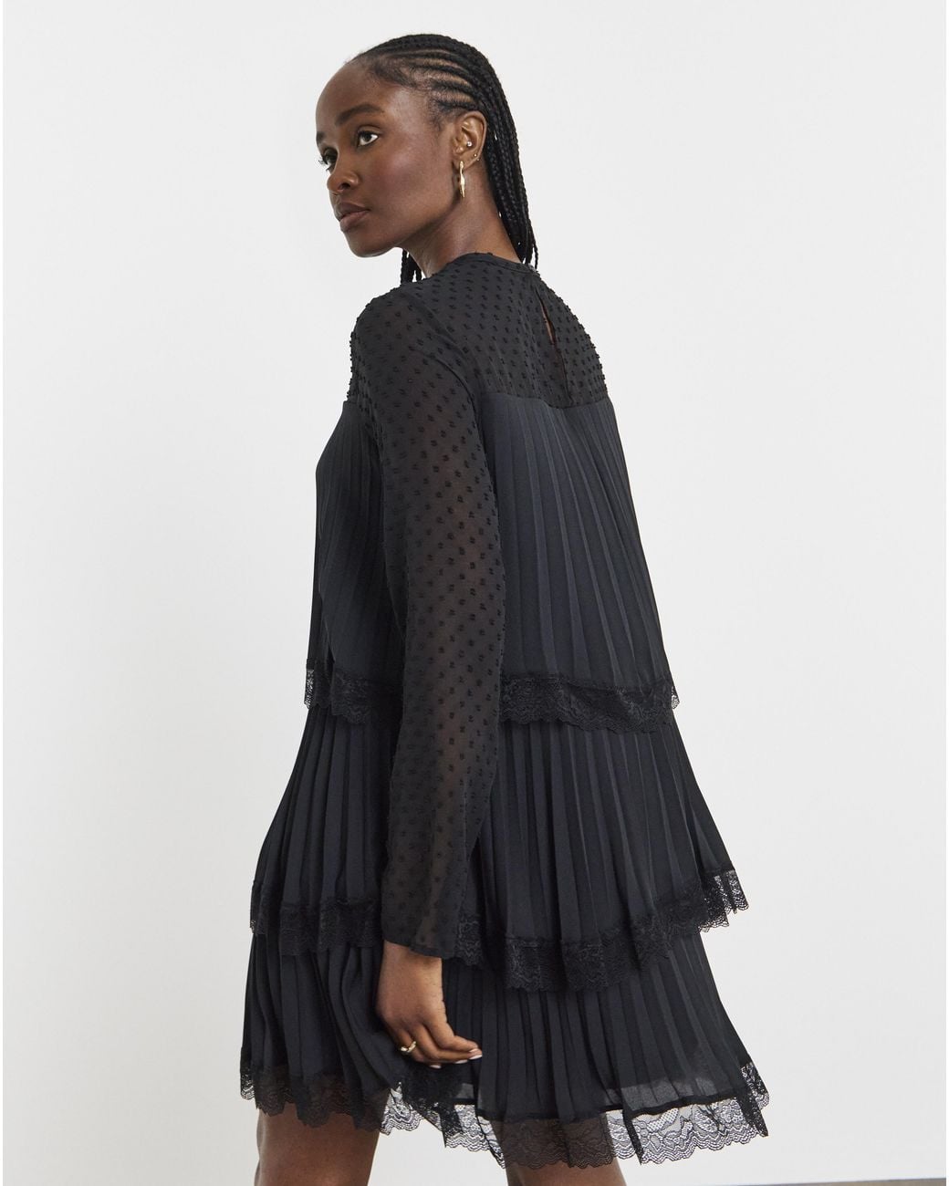 Joanna Hope Black Tiered Shift Dress
