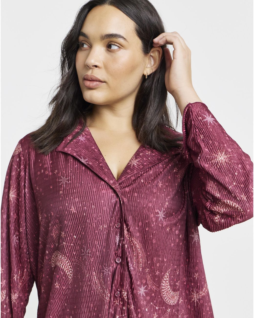 Figleaves Red Celestial Plisse Button Pj Set