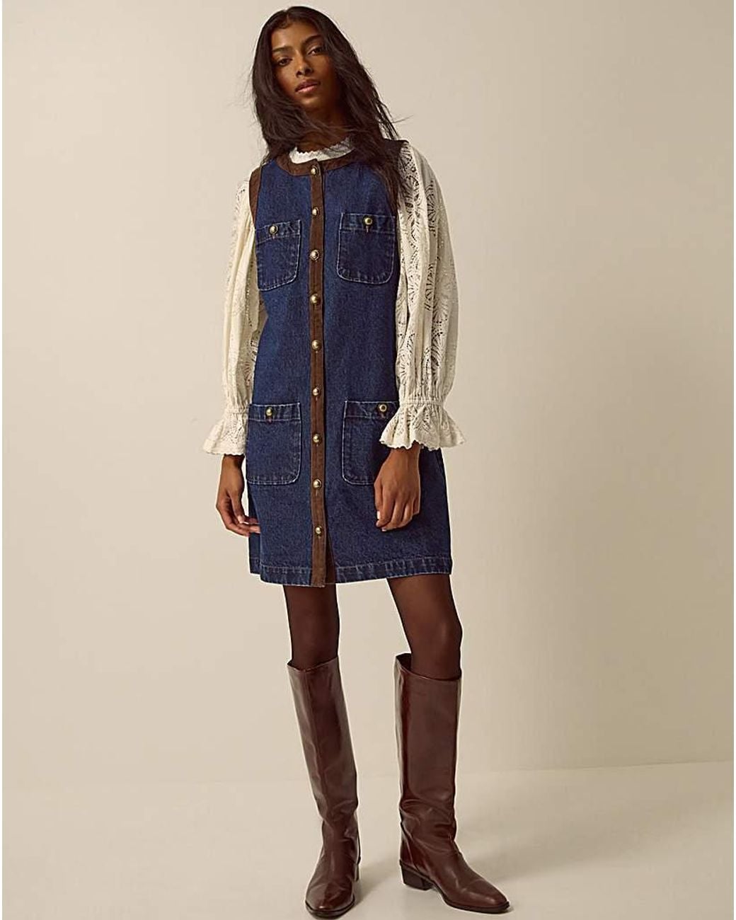 Monsoon Blue Hanna Denim Mini Shift Dress