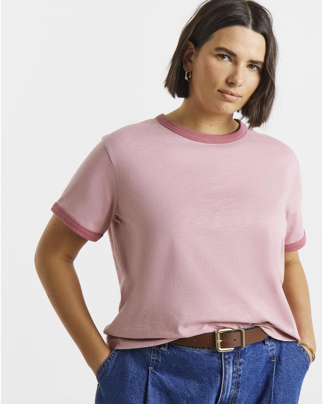 Simply Be Pink Ringer T-Shirt