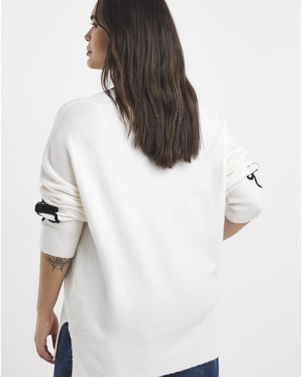 Simply Be White Floral Embroidered Sleeve Tunic