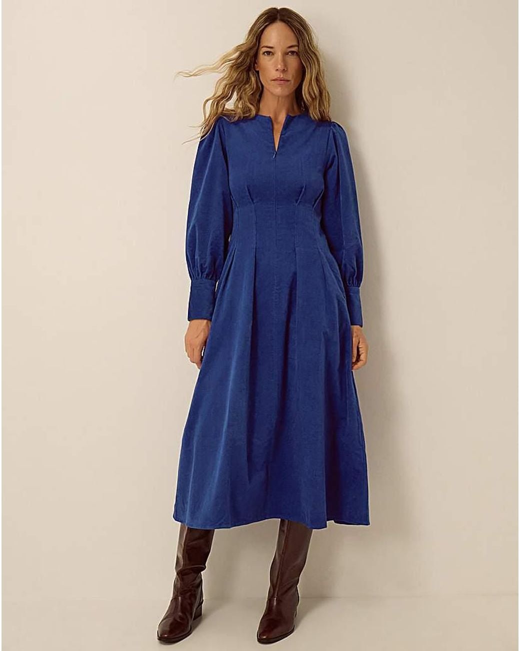 Monsoon Blue Morgan Corduroy Midi Dress