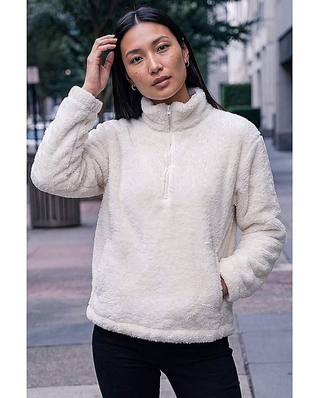 Roman Gray Roman Sherpa Zip Neck Fleece Jacket
