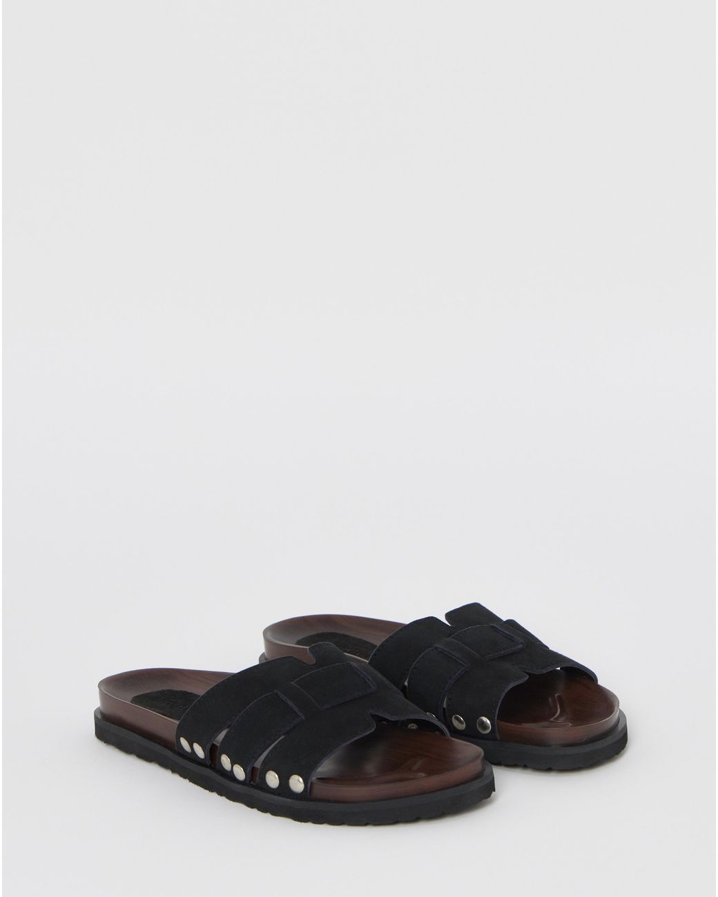 Simply Be Black Wood Effect Footbed Sandals Wide Fit