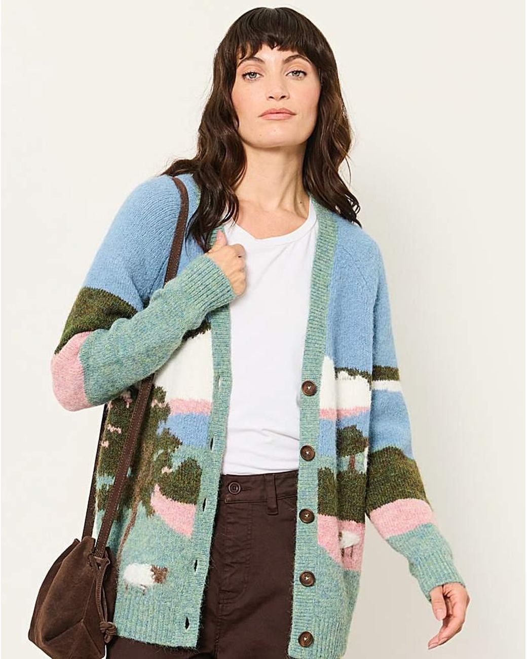 FatFace White Landscape Cardigan