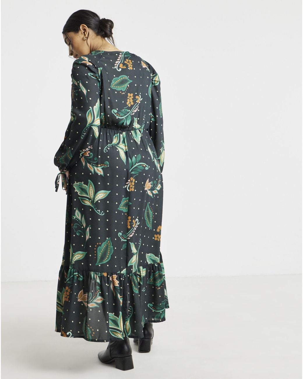 Simply Be Green Floral High Low Maxi Dress
