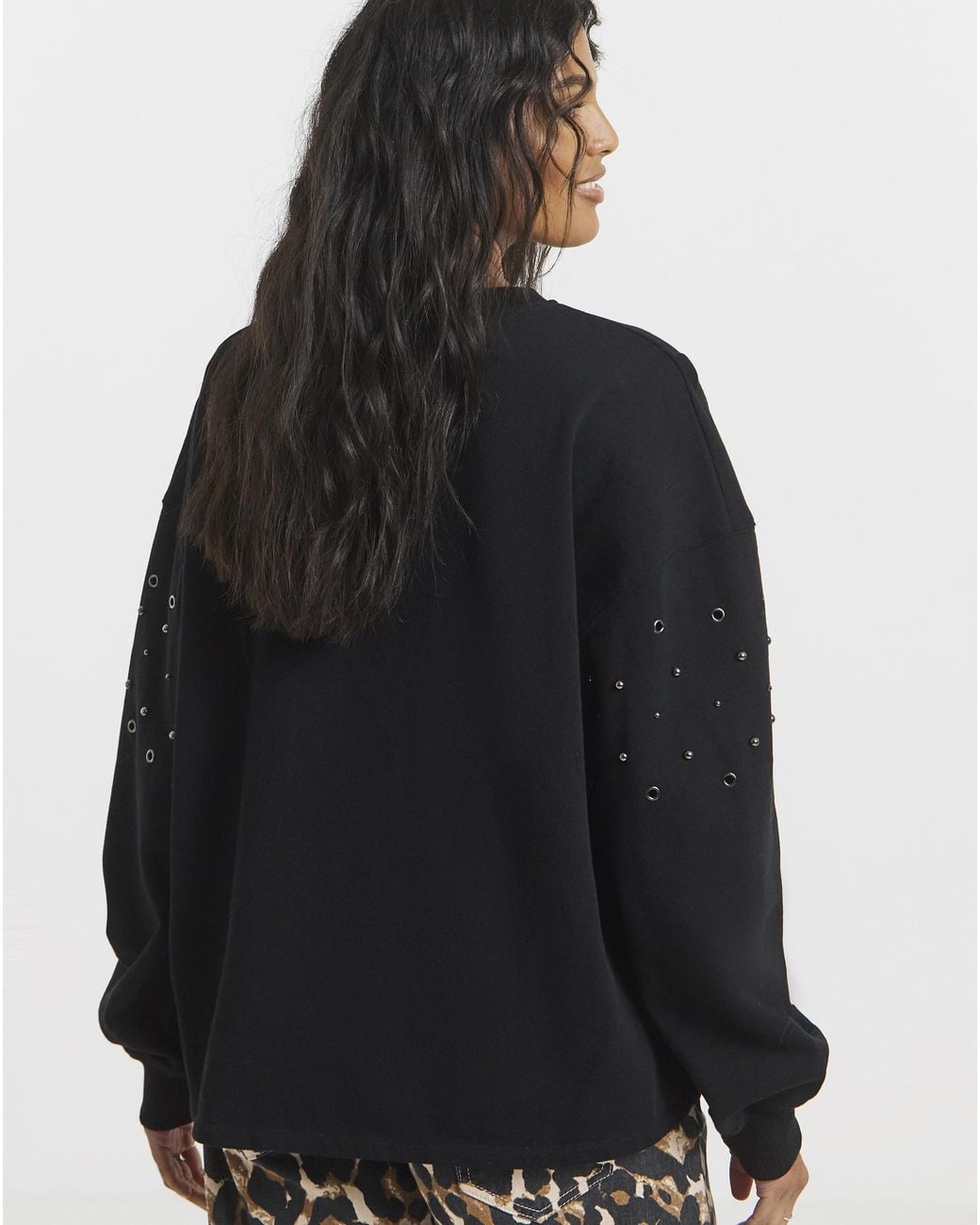 Simply Be Black Stud & Eyelet Sweatshirt