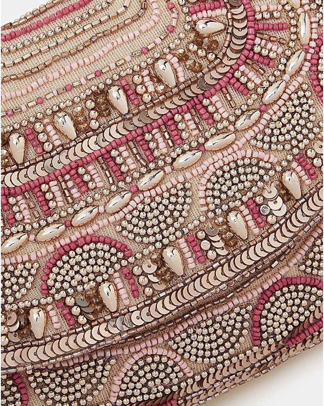 Accessorize White Bead Embellished Clutch Bag