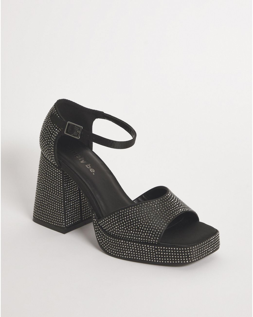 Simply Be Black Diamante Platform Heeled Sandals Ex Wide