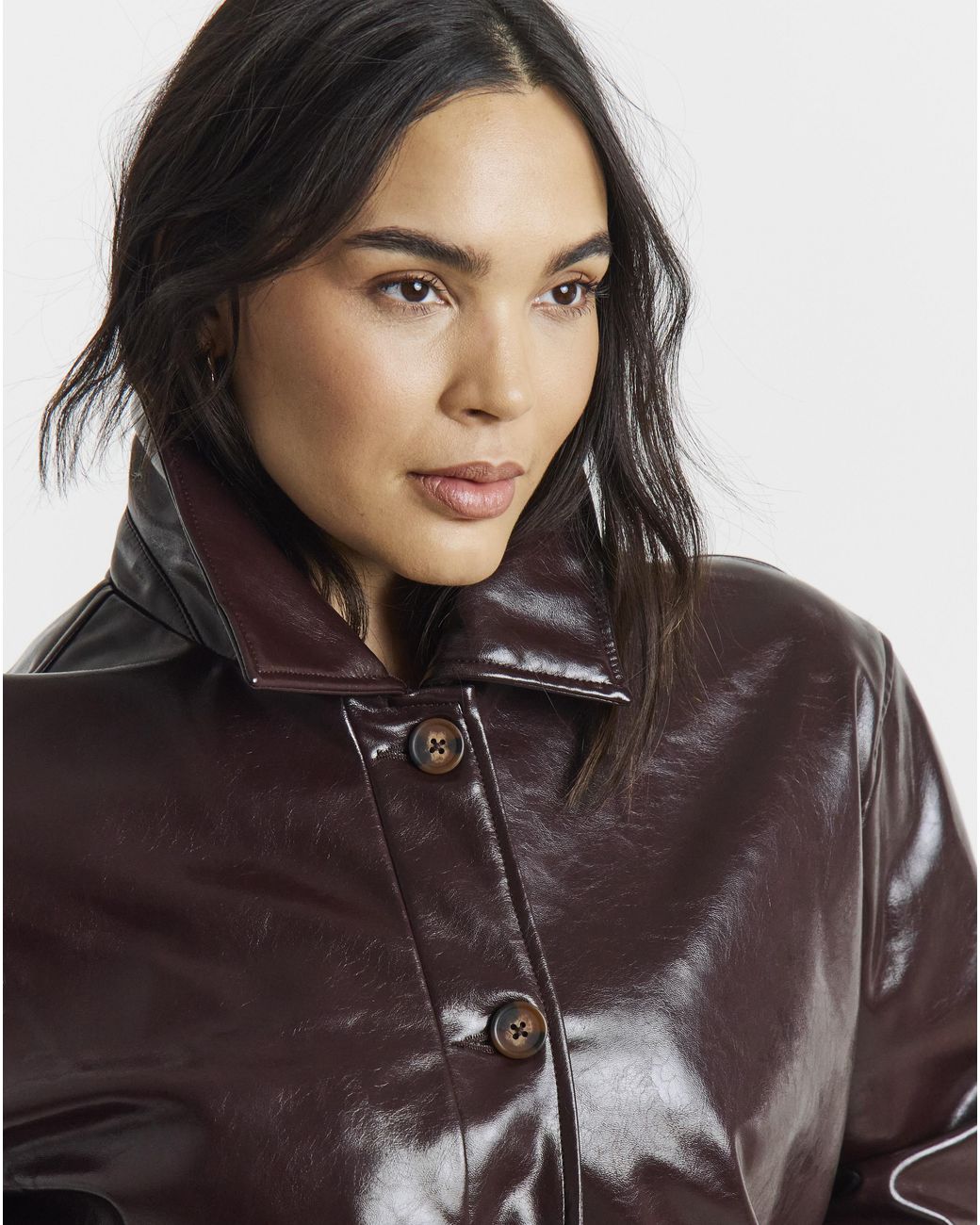 Simply Be Brown Lacquer Trucker Jacket